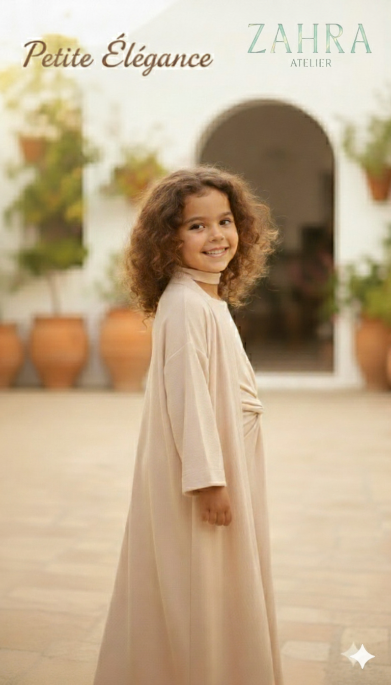 ZAHRA - Robe Enfant Premium – Beige Douceur
