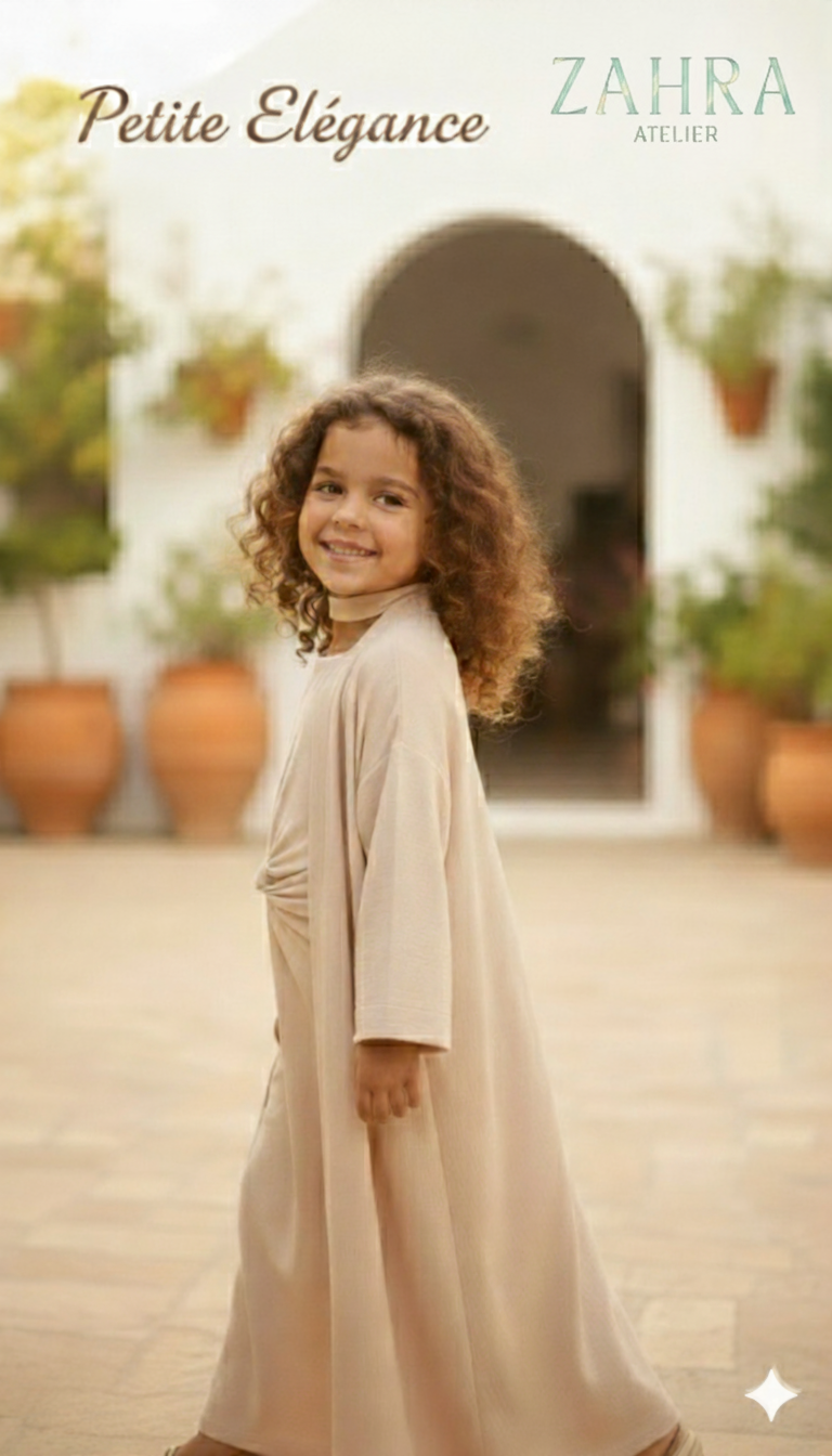 ZAHRA - Robe Enfant Premium – Beige Douceur