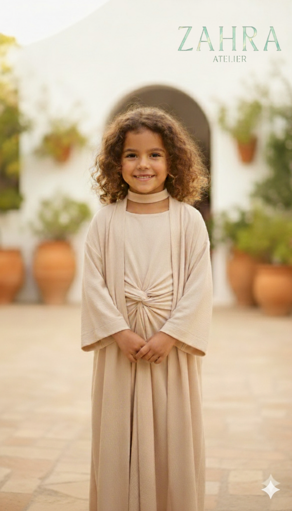 ZAHRA - Robe Enfant Premium – Beige Douceur